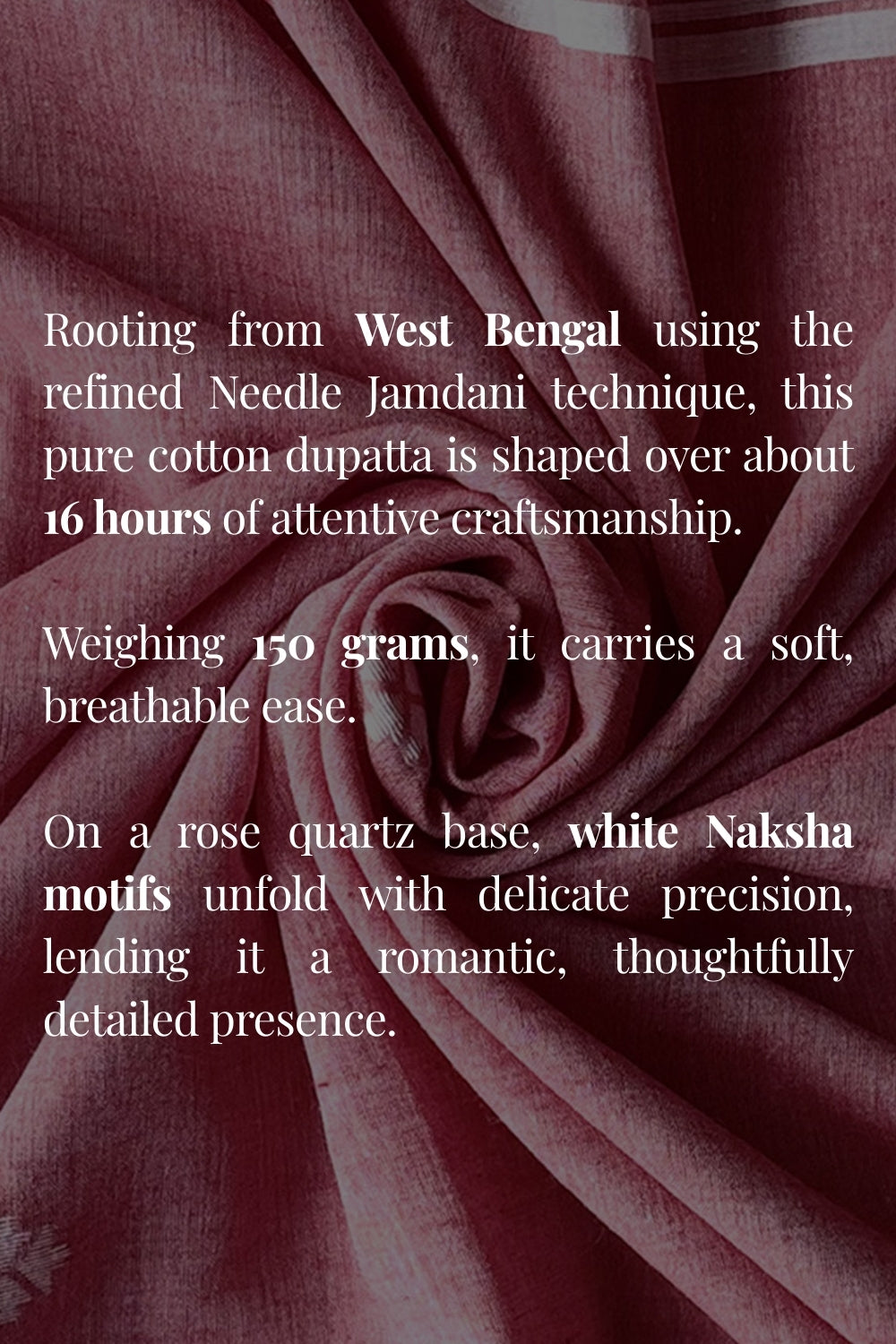 Handloom Rose Pink Quartz Naksha Jamdani Dupatta