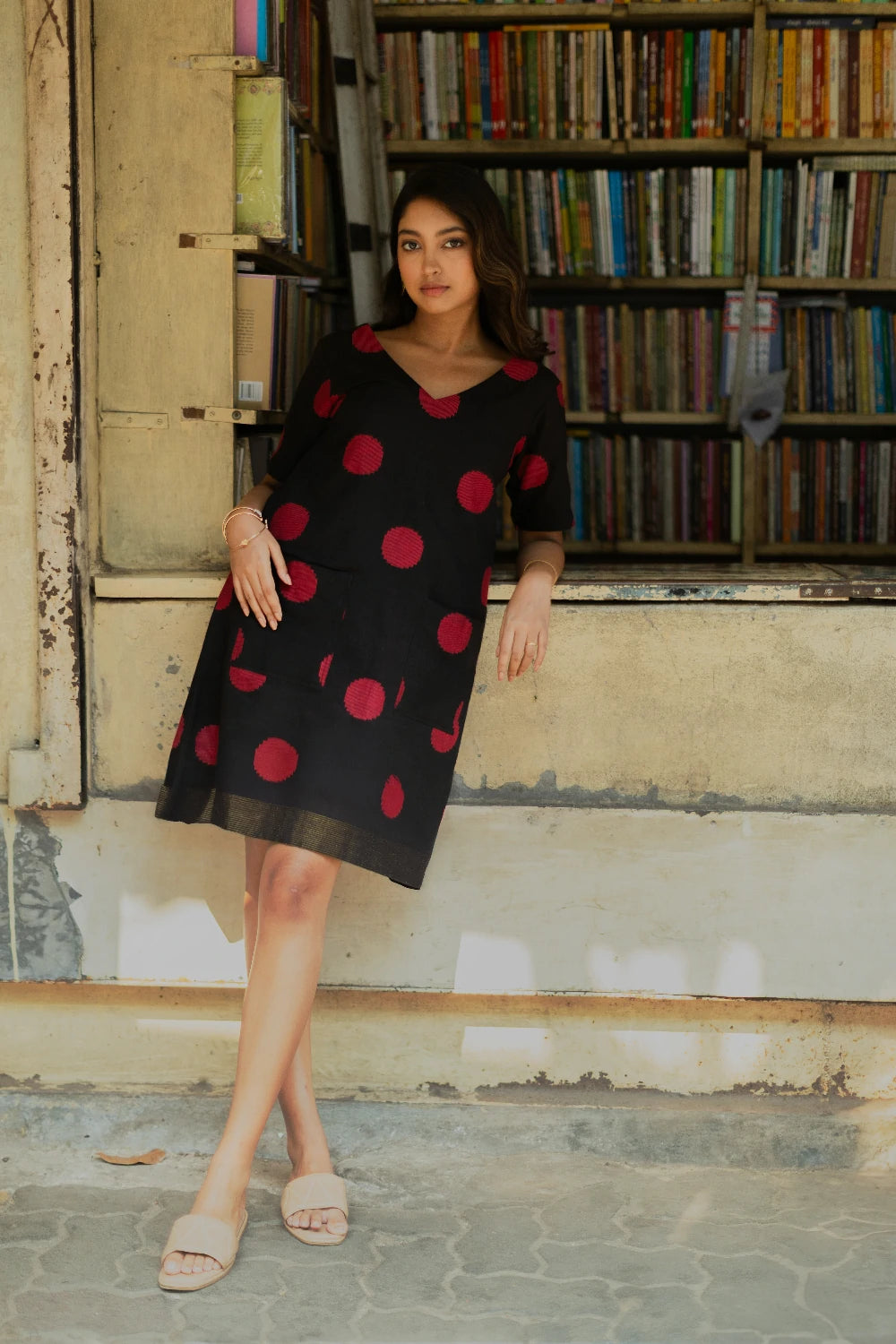 Traditional Pink Pop South Cotton Dress for Ethnic Wear
