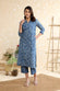 White Indigo Pure Cotton Block Print Kurta Set